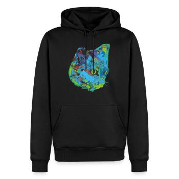 chat, chat, illustration, graffiti, chat, - Sweat à capuche Premium bio Homme - noir - Devant - Nico (187cm)