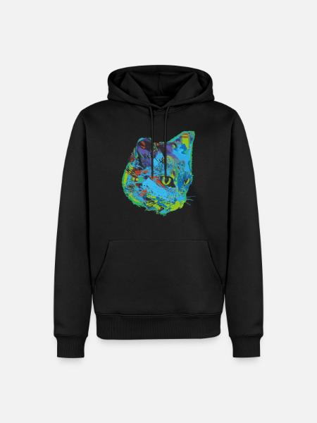 chat, chat, illustration, graffiti, chat, - Sweat à capuche Premium bio Homme - noir
