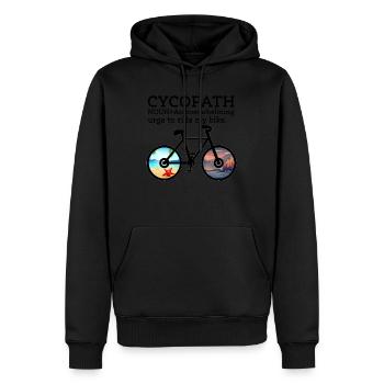 Cycopath Noun, une envie irrésistible de faire du vélo - Sweat à capuche Premium bio Homme - noir - Devant - Nico (187cm)