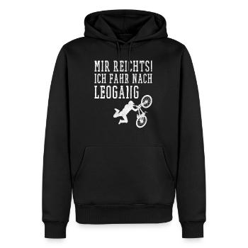 Mountainbike Downhill Leogang MTB Downhiller - Männer Premium Bio Hoodie - Schwarz - Vorne - Nico (187cm)