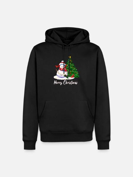 Frohe Weihnachten - Schneemann - Männer Premium Bio Hoodie - Schwarz