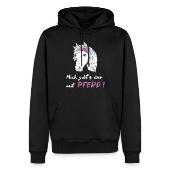 Mich gibts nur mit Pferd Mädchen Reiten Geschenk - Männer Premium Bio Hoodie - Schwarz - Vorne - Nico (187cm)