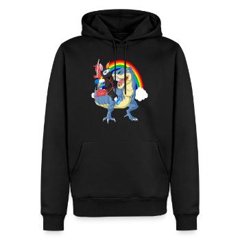 Ninja Einhorn Reiten Dinosaurier - Männer Premium Bio Hoodie - Schwarz - Vorne - Nico (187cm)
