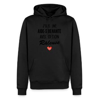 Je suis une aide-soignante avec option râleuse - Sweat à capuche Premium bio Homme - noir - Devant - Nico (187cm)