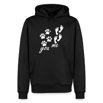 Chien chien - Sweat à capuche Premium bio Homme - noir - Devant - Nico (187cm)