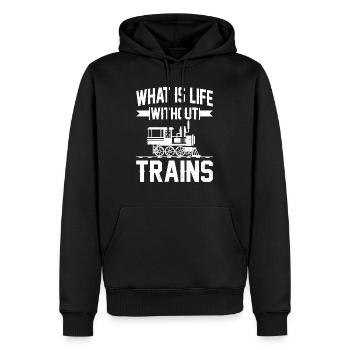 Conducteur de train Qu’est-ce que la vie sans trains - Sweat à capuche Premium bio Homme - noir - Devant - Nico (187cm)