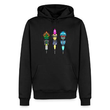 Joueur de fléchettes Fléchettes Flèches Punk Cheveux Fléchettes Fléchettes - Sweat à capuche Premium bio Homme - noir - Devant - Nico (187cm)