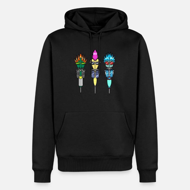 Joueur de fléchettes Fléchettes Flèches Punk Cheveux Fléchettes Fléchettes - Sweat à capuche Premium bio Homme - noir