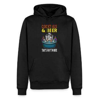 Cocktails Biere Deshalb bin ich hier Barkeeper - Männer Premium Bio Hoodie - Schwarz - Vorne - Nico (187cm)