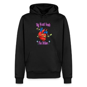 Weintrinker Mein Herz schlägt nur für Weinliebhaber - Männer Premium Bio Hoodie - Schwarz - Vorne - Nico (187cm)