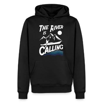 La rivière appelle - Sweat à capuche Premium bio Homme - noir - Devant - Nico (187cm)