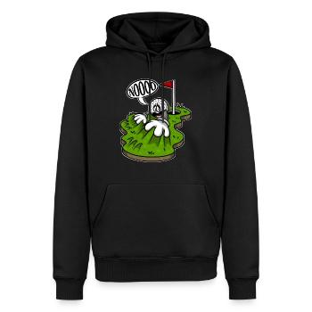 Golf Player Scratching Golf Nooo Golf Court - Men’s Premium Organic Hoodie - black - Front - Nico (187cm)