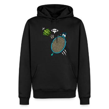 Badmintonspieler Shuttlecock schreit Ahhh - Männer Premium Bio Hoodie - Schwarz - Vorne - Nico (187cm)