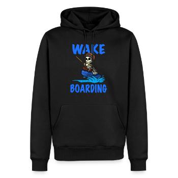 Wakeboarder Skeleton sur le wakeboard - Sweat à capuche Premium bio Homme - noir - Devant - Nico (187cm)