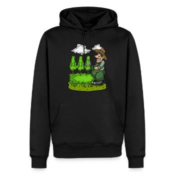 Gartengärtner Schnitthecke Mittelfinger Gartenarbeit - Männer Premium Bio Hoodie - Schwarz - Vorne - Nico (187cm)