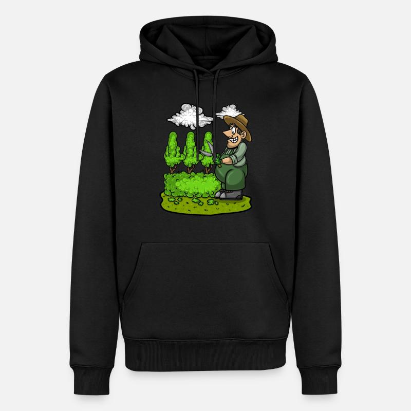 Gartengärtner Schnitthecke Mittelfinger Gartenarbeit - Männer Premium Bio Hoodie - Schwarz