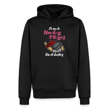 Eishockeyspielerin Weibliche Hockeyspielerin - Männer Premium Bio Hoodie - Schwarz - Vorne - Nico (187cm)