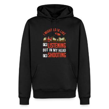 Shooter I MIght sehen aus wie Clay Skeet Shooting - Männer Premium Bio Hoodie - Schwarz - Vorne - Nico (187cm)