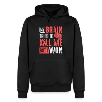 Mein Gehirn versuchte, mich zu töten, ich gewann Schlaganfall Survivor - Männer Premium Bio Hoodie - Schwarz - Vorne - Nico (187cm)