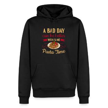 Ein schlechter Tag kann mit etwas Pasta-Pasta besser sein - Männer Premium Bio Hoodie - Schwarz - Vorne - Nico (187cm)