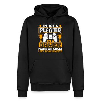 I'm Not A Player I'm A Gamer Player Get Chicks I G - Men’s Premium Organic Hoodie - black - Front - Nico (187cm)