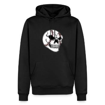 Baseball Player Skeleon Head Skull Baseball - Men’s Premium Organic Hoodie - black - Front - Nico (187cm)