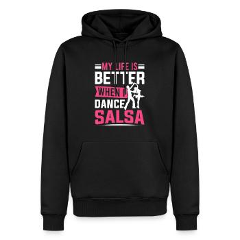 Salsa-Tänzerin Mein Leben ist besser, wenn ich Salsa tanze - Männer Premium Bio Hoodie - Schwarz - Vorne - Nico (187cm)
