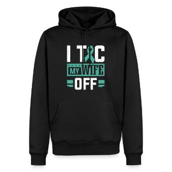 Tourette-Syndrom I Tic meine Frau von Tourettes - Männer Premium Bio Hoodie - Schwarz - Vorne - Nico (187cm)