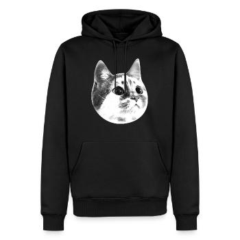 Katze weiß - Männer Premium Bio Hoodie - Schwarz - Vorne - Nico (187cm)