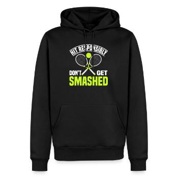 Hit Responsibily Don't Get Smashed Tennis - Men’s Premium Organic Hoodie - black - Front - Nico (187cm)