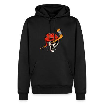 Joueur de hockey sur glace Skull Skeleton Hockey - Sweat à capuche Premium bio Homme - noir - Devant - Nico (187cm)