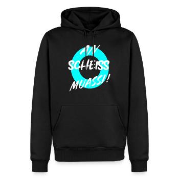 AN SCHEISS MUASSI - Männer Premium Bio Hoodie - Schwarz - Vorne - Nico (187cm)