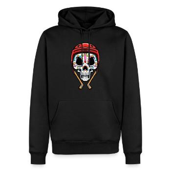 Eishockeyspieler Skull Mexican Ice Hockey - Männer Premium Bio Hoodie - Schwarz - Vorne - Nico (187cm)