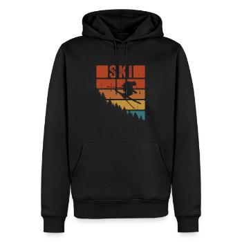 Skier Skifahren Vintage Berg Wintersport Ski - Männer Premium Bio Hoodie - Schwarz - Vorne - Nico (187cm)