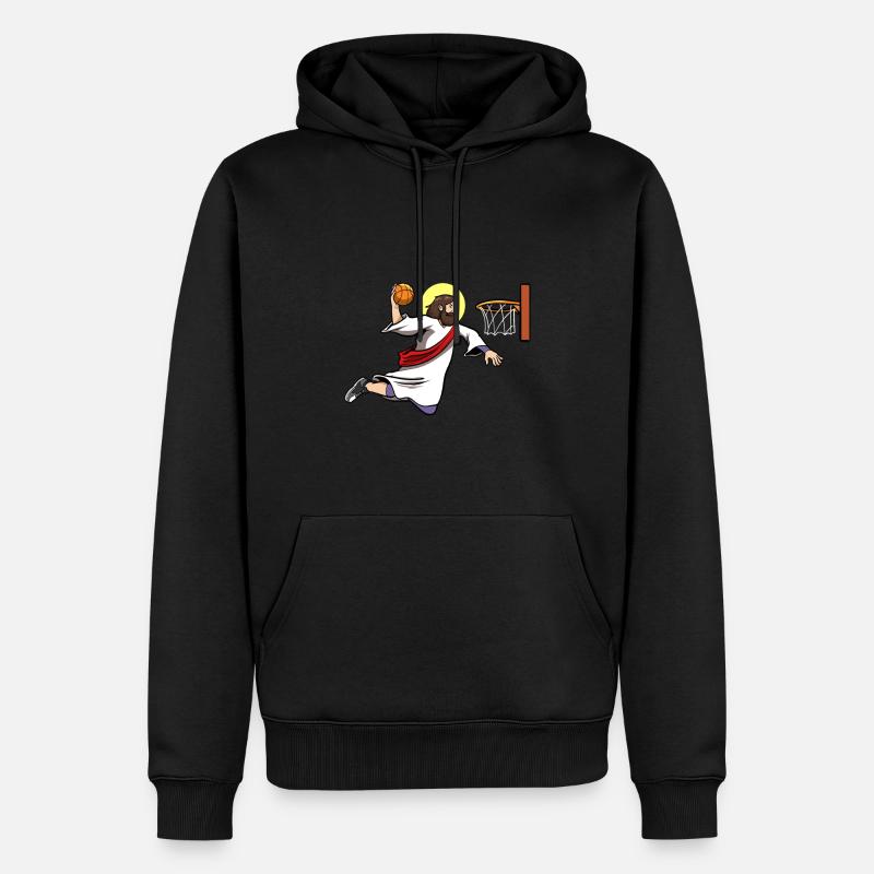 Basketteur Dunking Baskeball Jesus - Sweat à capuche Premium bio Homme - noir