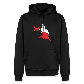 Scuba Diver Rot Weiße Flagge Hammerhead Tauchen - Männer Premium Bio Hoodie - Schwarz - Vorne - Nico (187cm)