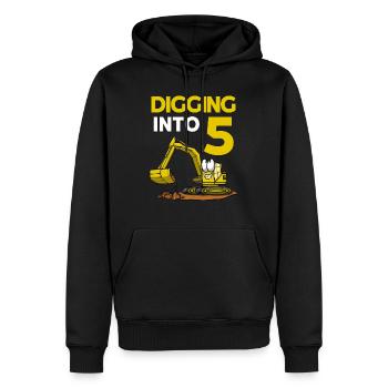 Baggerfahrer gräbt sich in Bagger zum 5. Geburtstag - Männer Premium Bio Hoodie - Schwarz - Vorne - Nico (187cm)