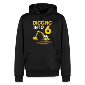 Baggerfahrer gräbt sich in Bagger zum 6. Geburtstag - Männer Premium Bio Hoodie - Schwarz - Vorne - Nico (187cm)