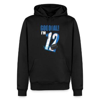 Ice Hockey Goal I'm 12 Hockey Player Birthday - Men’s Premium Organic Hoodie - black - Front - Nico (187cm)