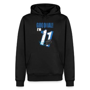 Eishockey Tor Ich bin 11 Eishockeyspieler Geburtstag - Männer Premium Bio Hoodie - Schwarz - Vorne - Nico (187cm)