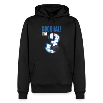 Eishockey Tor Ich bin 3 Eishockeyspieler Geburtstag - Männer Premium Bio Hoodie - Schwarz - Vorne - Nico (187cm)