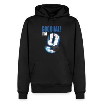 Ice Hockey Goal I'm 9 Hockey Player Birthday - Men’s Premium Organic Hoodie - black - Front - Nico (187cm)