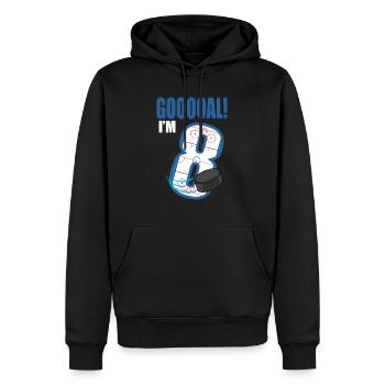 Ice Hockey Goal I'm 8 Hockey Player Birthday - Men’s Premium Organic Hoodie - black - Front - Nico (187cm)