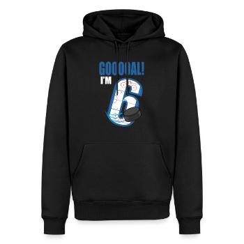 Eishockey Tor Ich bin 6 Eishockeyspieler Geburtstag - Männer Premium Bio Hoodie - Schwarz - Vorne - Nico (187cm)