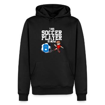 Fußballspieler ist jetzt 8 Junge Fußball Geburtstag - Männer Premium Bio Hoodie - Schwarz - Vorne - Nico (187cm)