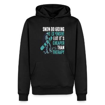 Snowboarden ist billiger als Therapie-Snowboarder - Männer Premium Bio Hoodie - Schwarz - Vorne - Nico (187cm)