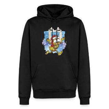 Ameise mit Weihnachtsmannmütze mit Geschenk - Männer Premium Bio Hoodie - Schwarz - Vorne - Nico (187cm)