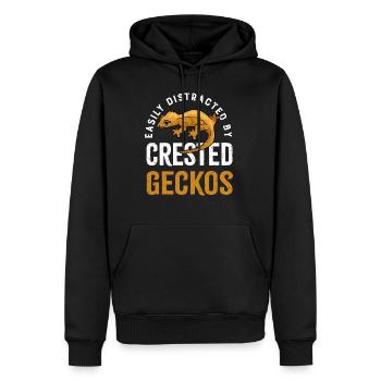 Distracted by Geckos Cute Lizard Crested Geckos - Men’s Premium Organic Hoodie - black - Front - Nico (187cm)