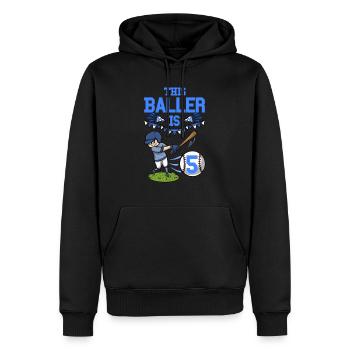 Joueur de baseball Ce joueur est 5 ans de baseball - Sweat à capuche Premium bio Homme - noir - Devant - Nico (187cm)
