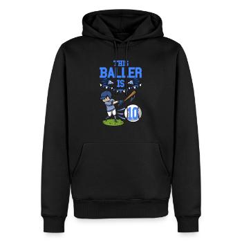 Joueur de baseball Ce joueur a 10 ans - Sweat à capuche Premium bio Homme - noir - Devant - Nico (187cm)